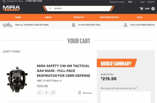 MIRA Safety CM-6M Tactical Gas Mask Deal Cart Check