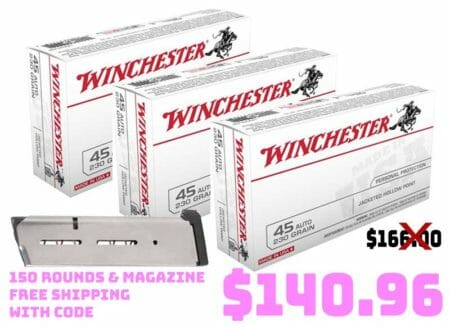 150rnds Winchester USA WhiteBox 45 ACP Ammo Deal