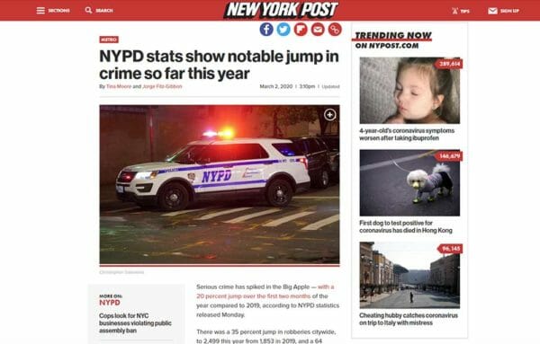 NY Post Crime Increase 2020