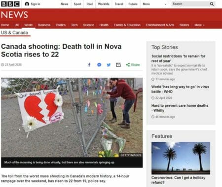 BBC Reports Nova Scotia 2020 Shooting