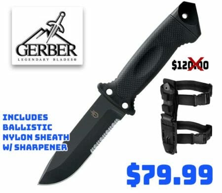 Gerber LMF II Black Infantry Knife w Sheath Deal