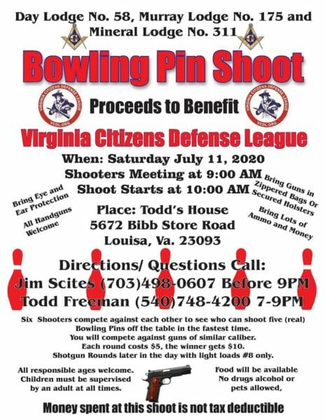 Bowling Pin Shoot to Benefit VCDL