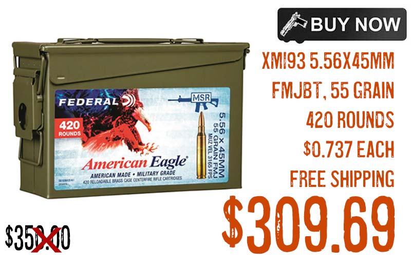 XM193 Training, 5.56x45mm NATO, FMJBT, 55 Grain, 420 Rounds