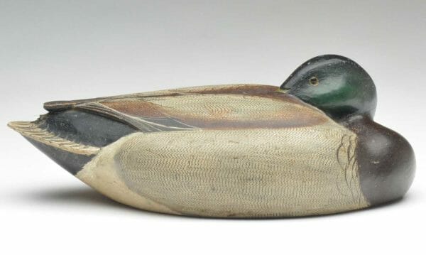 Going for a world auction record for maker, this sleeping mallard drake by Ferd Homme sold for $81,000