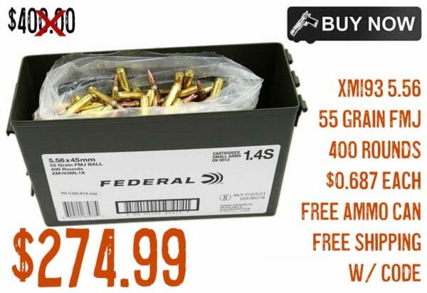 Federal XML93 5.56 Ammo 55 Grain FMJ Ammo Can Sale