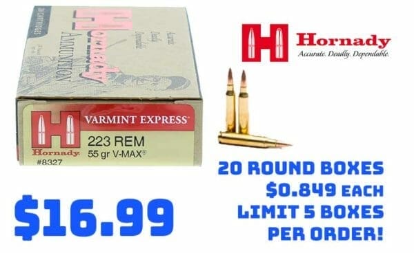 Hornady Varmint Express .223 Rem 55gr V-MAX Ammo Box of 20 Deal