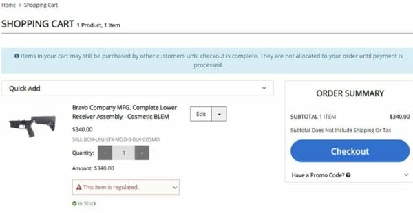 Bravo Company MFG. Complete Lower Receiver BLEM Deal Cart Check