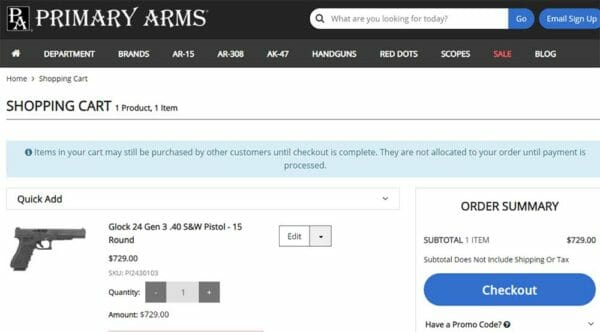 Glock 24 Gen 3 .40 S&W Pistol Deal Cart Check