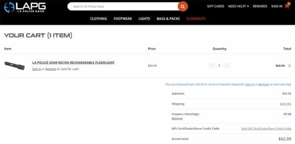 LAPG Gear Recon Rechargeable Flashlight Deal Cart Check LAPG Gear Recon Rechargeable Flashlight Deal Cart Check
