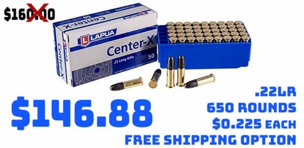 Lapua Center-X Ammo 22 Long Rifle 40Gr Round Nose Deal