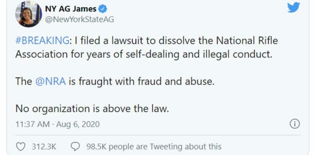NY AG James Attacks NRA Tweet
