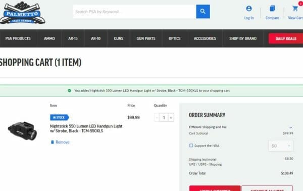 Nightstick 550 Lumen Led Handgun Light with Strobe Deal Cart Check