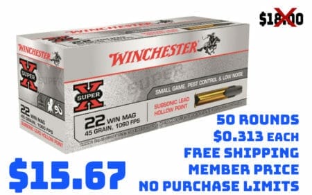 Winchester Super-X Subsonic, .22 WMR, JHP, 45 Grain, 50 Rounds Deal2