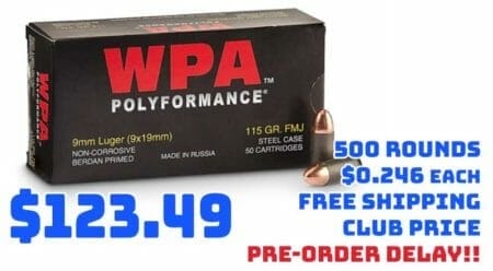 Wolf WPA Polyformance, 9mm, FMJ, 115 Grain, 500 Round Deal