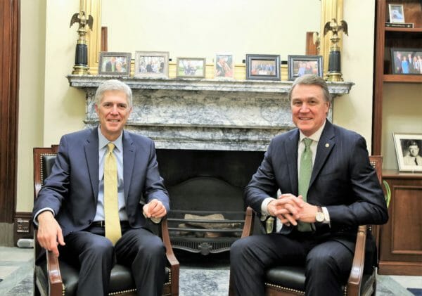 Senator Davis Perdue has supported judges like Neil Gorsuch, who would defend our Second Amendment rights. (Photo by Senator David Perdue's office)