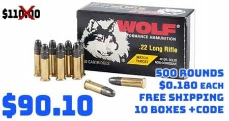 500 Rounds Wolf Match Target 22LR 40Gr RN Ammo Deal