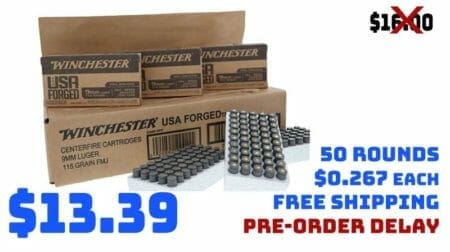 50rnds Winchester USA FORGED 9mm 115grain FMJ Steel Cased Ammunition Deal