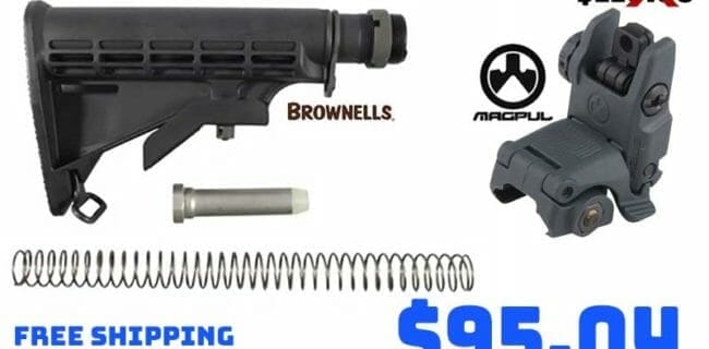 Brownells AR Rifle Stock & Magpul Rear Sight Package Deal