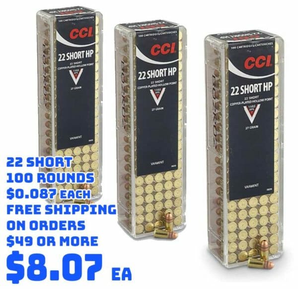 CCI Rimfire, .22 Short, CPHP, 27 Grain, 100 Rounds Deal