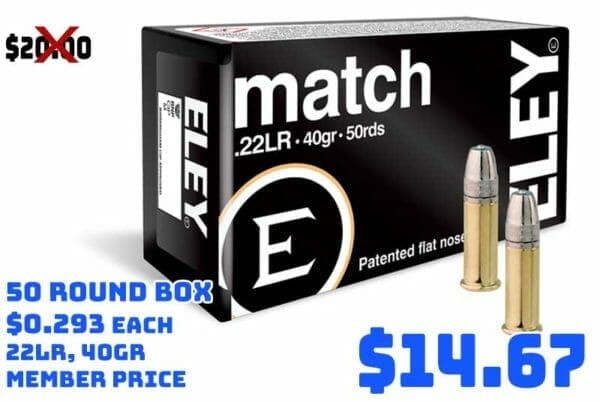 Eley Match, .22 Long Rifle, Lead Flat Nose, 40 Grain, 50 Rounds Deal