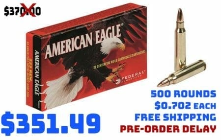 Federal American Eagle, .223, FMJ-BT, 55 Grain, 500 Rounds Deal