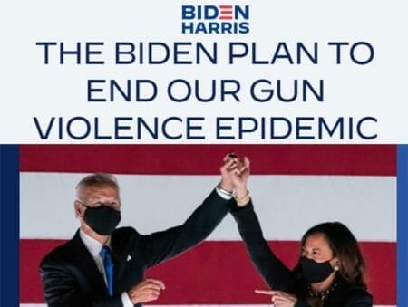 Joe Biden Plan To End Our Gun Violence Epidemic election website screen grab 9-28-2020