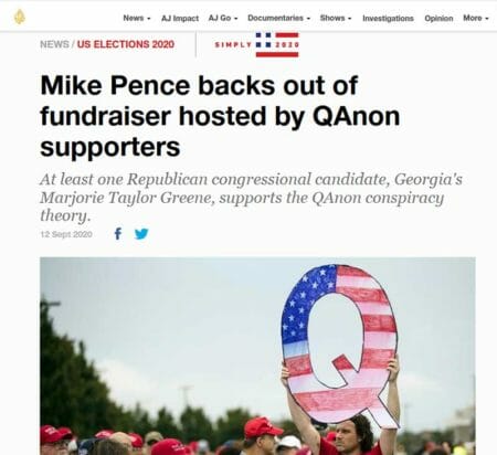 Mike Pence backs out of fundraiser hosted by QAnon supporters aljazeera com 09-12-2020