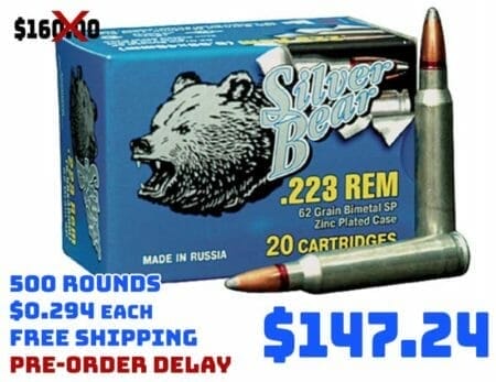 Silver Bear, .223 Remington, SP, 62 Grain, 500 Rounds Deal