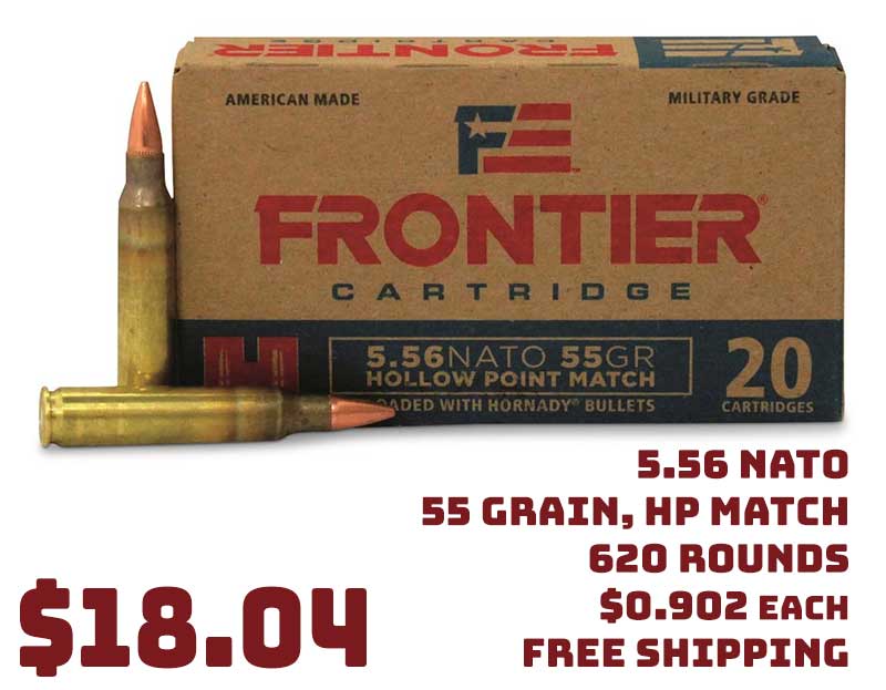 Hornady Frontier, 5.56 NATO, 55 Grain, HP Match, 20rnds Deal