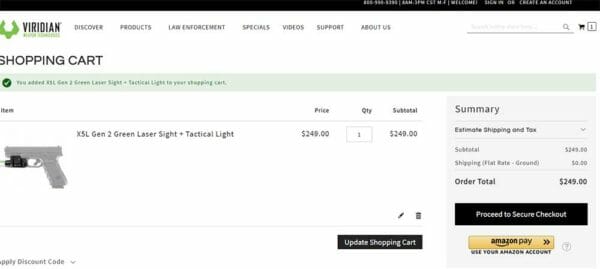 Viridian X5L Gen 2 Green Laser Sight Tactical Light Deal Cart Check