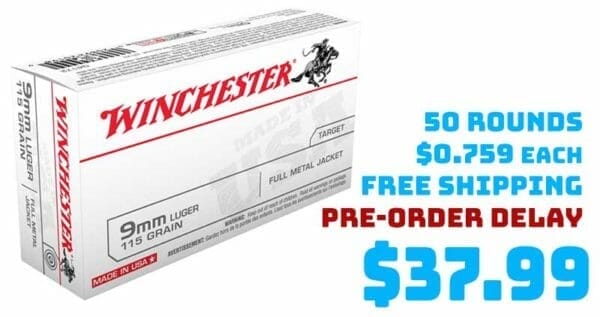 50 Round Boxes Winchester 9mm Luger 115grain, FMJ Ammunition Deal