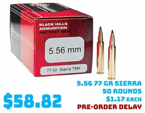 Black Hills TMK 5.56 77 Gr Sierra Ammunition 50 rounds Deal Creedmore