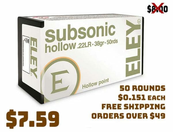 Eley, .22LR Subsonic, HP, 38 Grain, 50 Rounds Deal