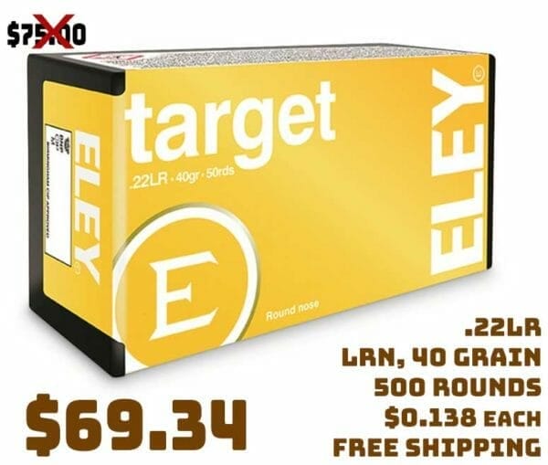 Eley Target Ammunition, .22LR, LRN, 40 Grain, 500 Rounds Deal