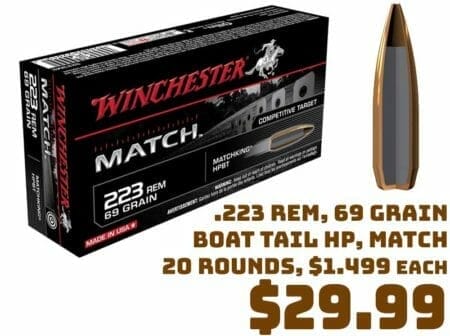 MATCH .223 Remington 69grain Boat Tail Hollow Point Ammo 20rnds Deal