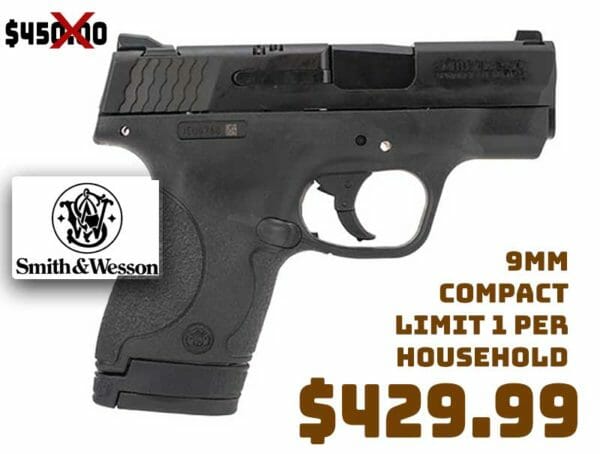 Smith & Wesson M&P9 Shield Sub Compact 9mm Pistol deal Primary November2020