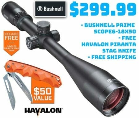 Bushnell Prime Riflescope 6-18x50 & Havalon Piranta Stag Knife Deal