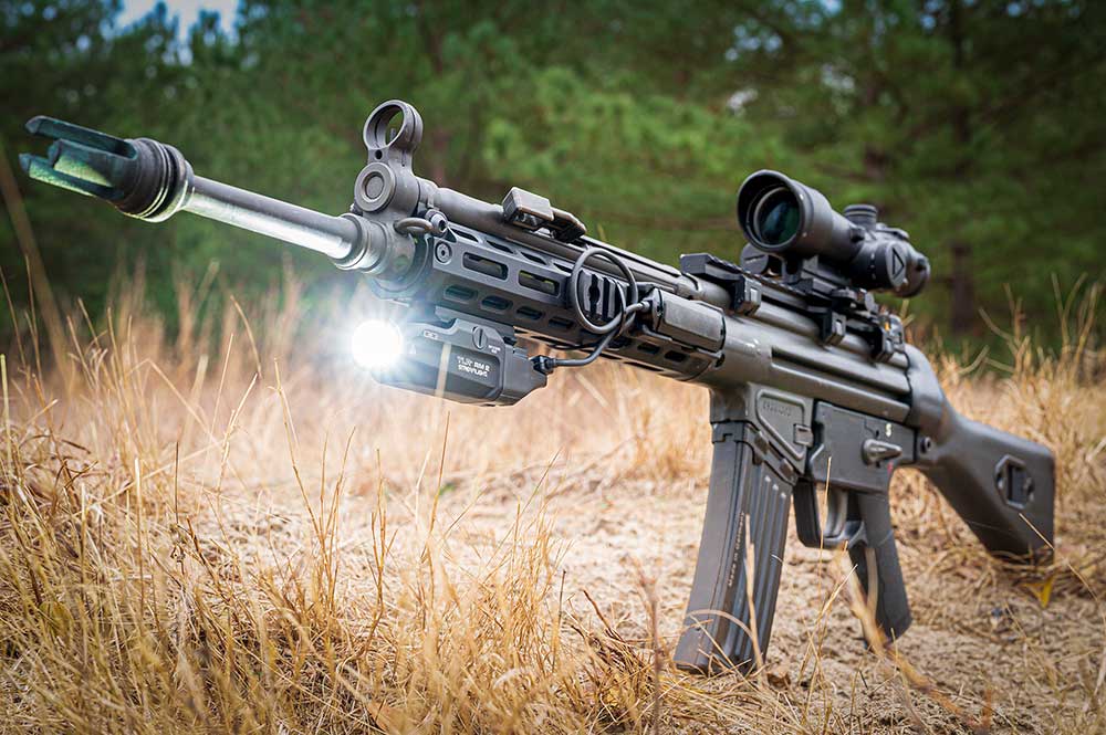 The author's C93 HK93-clone carbine with a Trijicon VCOG and the Strea...