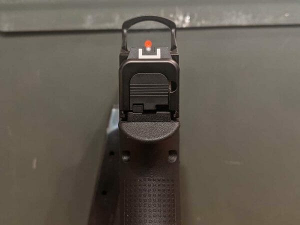 Shield Sights RMSc micro red dot is low profile and will co-witness with both the GLOCK G43X MOS and G48 MOS standard sights.