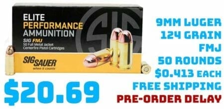 Sig Sauer Elite Ball 9mm 124grn FMJ Ammunition Deal OP