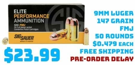 Sig Sauer Elite Ball 9mm 147grn FMJ Ammunition 50rnd deal