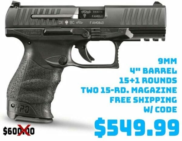 Walther PPQ M2, Semi-Automatic 9mm 4" Barrel, 15+1 Rounds Pistol Deal