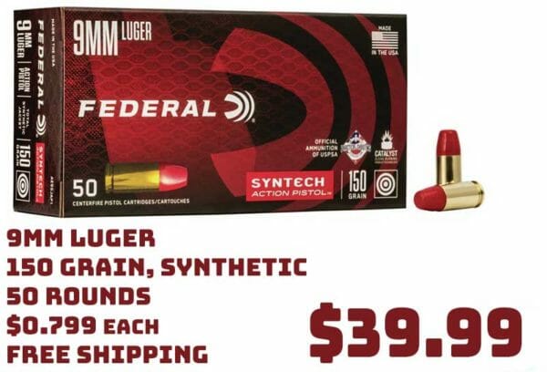 50rnds Federal Syntech Action Pistol 9mm Luger Ammo Deal 2