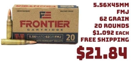 Frontier Hornday 5.56x45mm NATO, FMJ, 62 Grain, 20rnds Deal