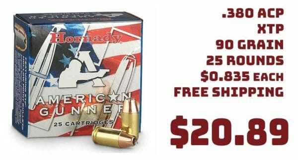 Hornady American Gunner .380 ACP XTP Ammo Deal