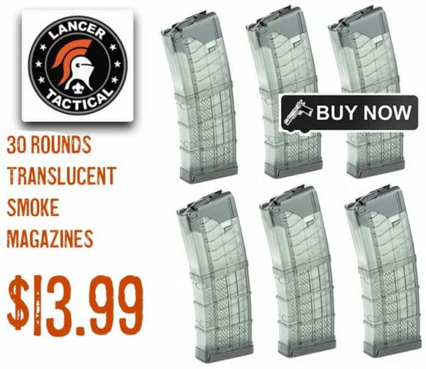 Lancer 5.56mm 30rd Translucent Smoke Magazines 6pack Deal june2022