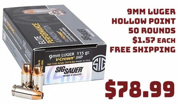 Sig Sauer Elite V-Crown 9mm Luger Jacketed Hollow Point Ammo Deal Jan2021