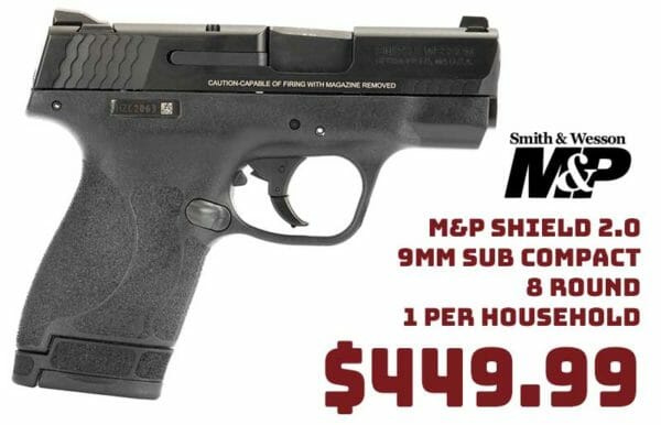 Smith Wesson M P Shield 2 0 9mm Sub Compact 449 99 1 Per Household