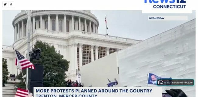 Trenton NJ Armed Protest in New Jersey News12 Screengrab 1-12-21