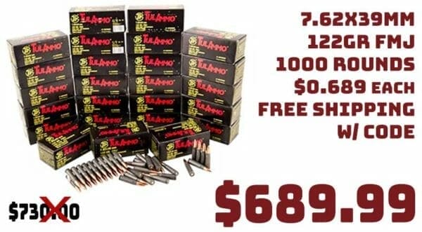 Tulammo Steel Case Ammo 7.62X39mm 122Gr FMJ Deal BrownellsJan2021